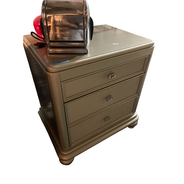 Champagne-Finished 3-Drawer Nightstand, H30" x W25" x D19"