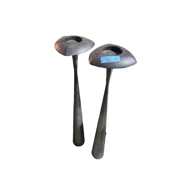 Pair of MEtal Sculptural Candle Stands, H37" Each