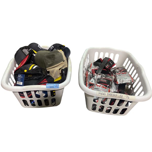 Group of Assorted Baseball Caps, Trucker Hats, and Griptech Fusion Weightlifting Straps