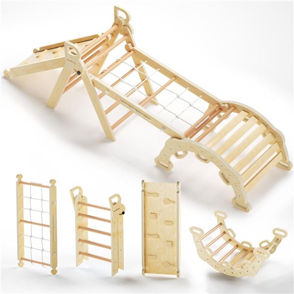 New - BlueWood Set 8 in 1 Pikler Triangle Climbing - RV: $199.99 CAD - Toddler Toys