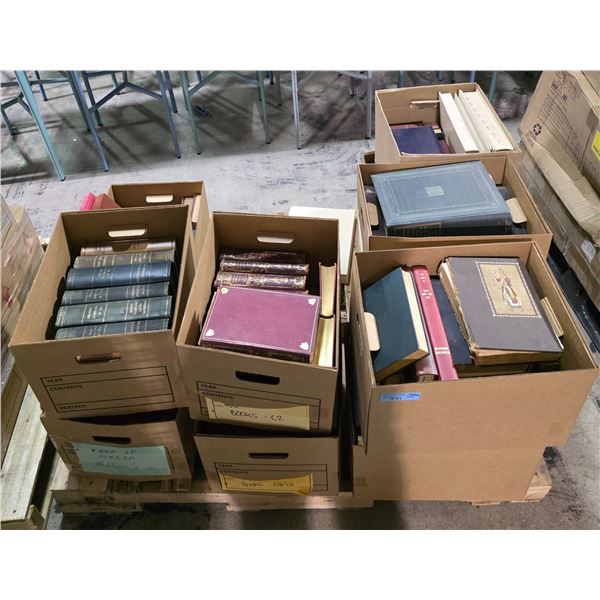 10+ Boxes Vintage Books & Journals - Historical Romances, Sociology, Mississippi Valley Review, Dict