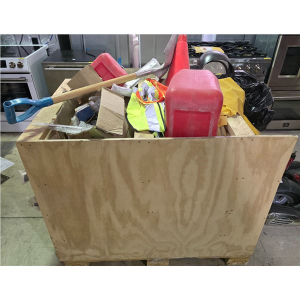 Group of Assorted Construction Materials, Nails, Saw Blade & Tools
