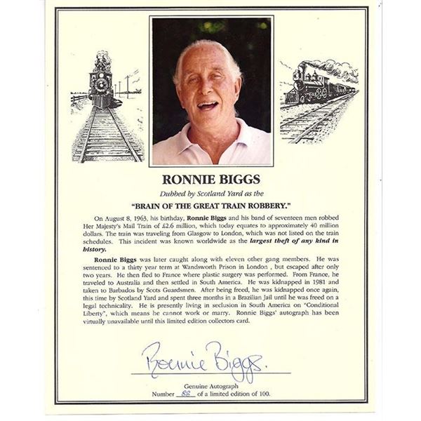 Great Train Robber of 1963 Ronnie Biggs Signed Card