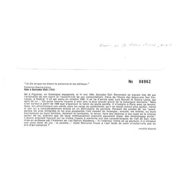 Salvador Dali signed first day cover