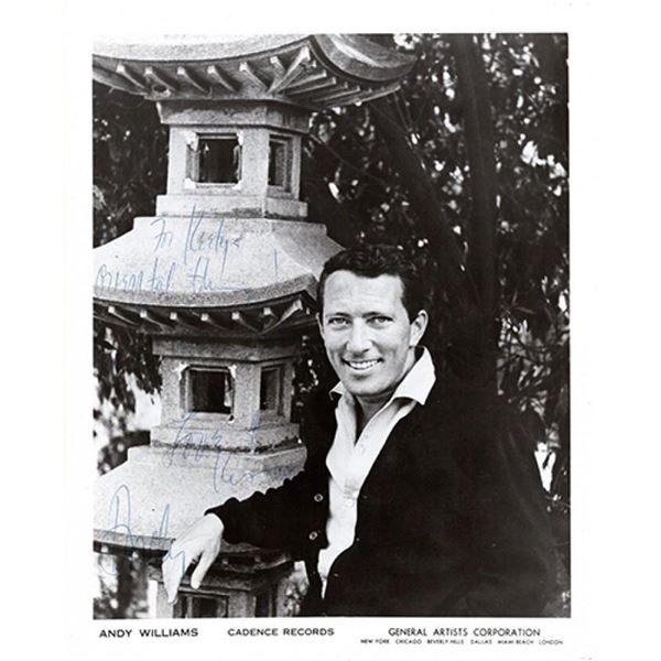 Singer Andy Williams signed photo. JSA Authenticated