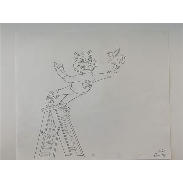 Super Sugar Crisp cereal bear original ad sketch designed by Robert "Bob" Irwin