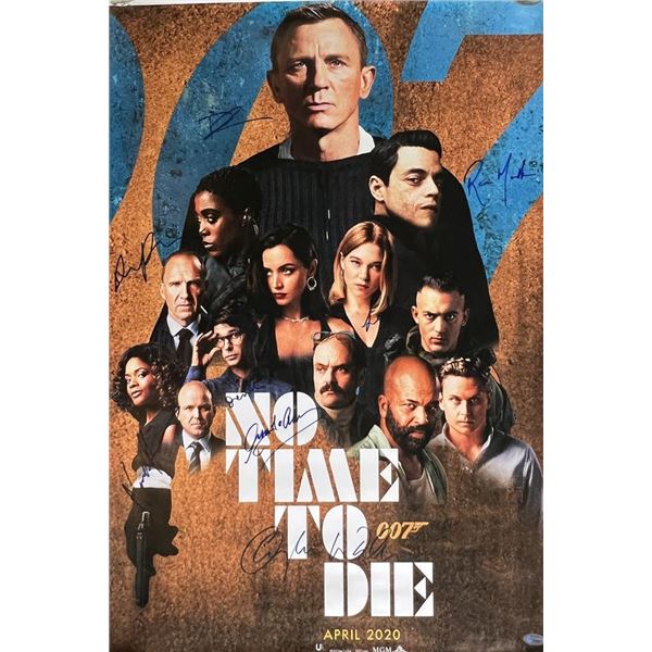 No Time To Die cast signed movie poster. GFA Authenticated