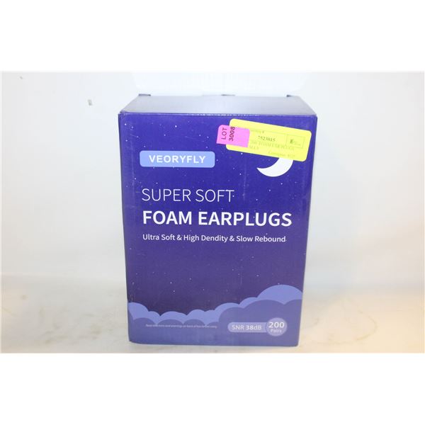 NEW BOX 200 FOAM EAR PLUGS INDIVIDUALLY