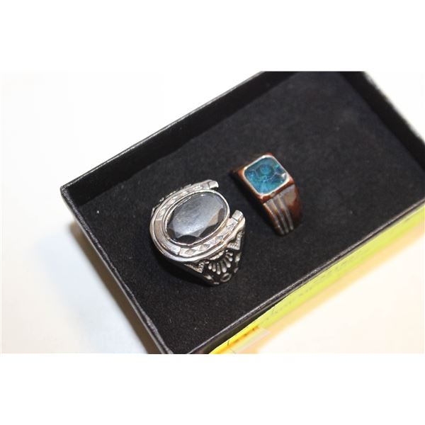 2 VINTAGE MEN'S RINGS SZ 11.25 
