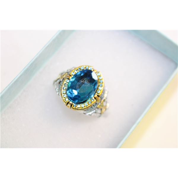 SIZE 10 MENS RING WITH BLUE CENTER
