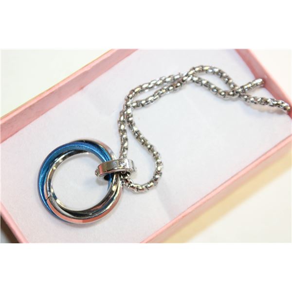 22" NECKLACE WITH THREE RING DROP (ETERNITY)