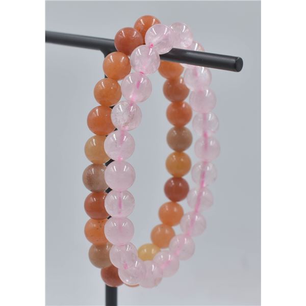 #46- NATURAL ORANGE  AVENTURINE & PINK ROSE QUARTZ