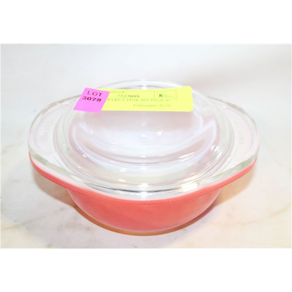 VINTAGE PYREX PINK 80Z DISH W LID MINT