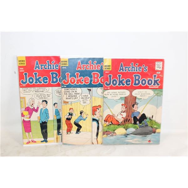 3 EARLY 1960'S ARCHIE JOKE BOOK COMICS #55,56,68