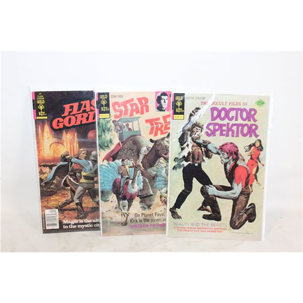 3 COMICS DR SPEKTOR #12, STAR TREK #44, FLASH