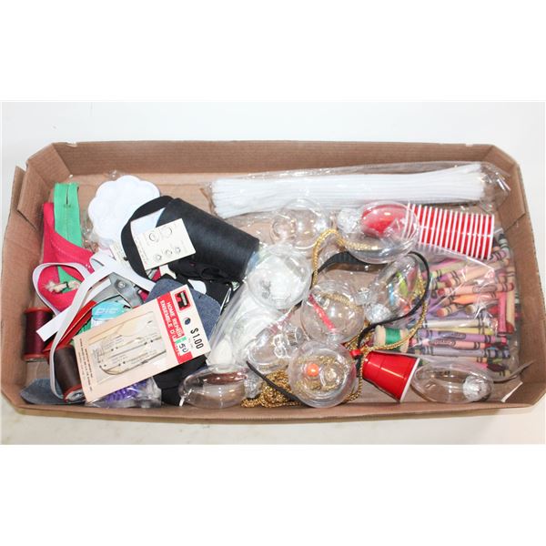 FLAT OF ASSORTED SEWING AND CRAFT STUFF