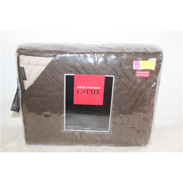 NEW QUEEN COVERLET SET, 1 COVERLET AND 2 SHAMS