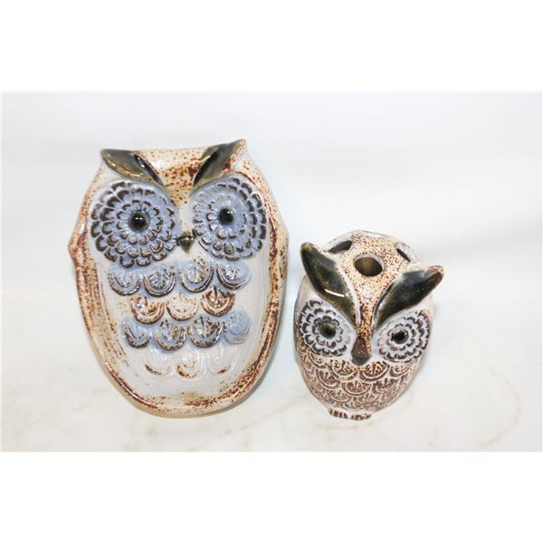 CERAMIC OWL SOAP DISH & OWL TOOTHBRUSH HOLDER