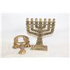 Image 1 : BRASS STAND WITH 3 ANGELS + BRASS MENORAH