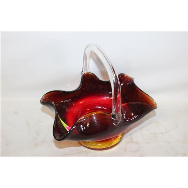 AMBERINA GLASS BASKET WITH BULLICANTE