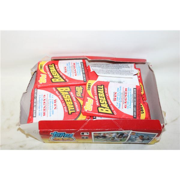 1991 BOX OF OPENED TOPPS BASEBALL PACKS