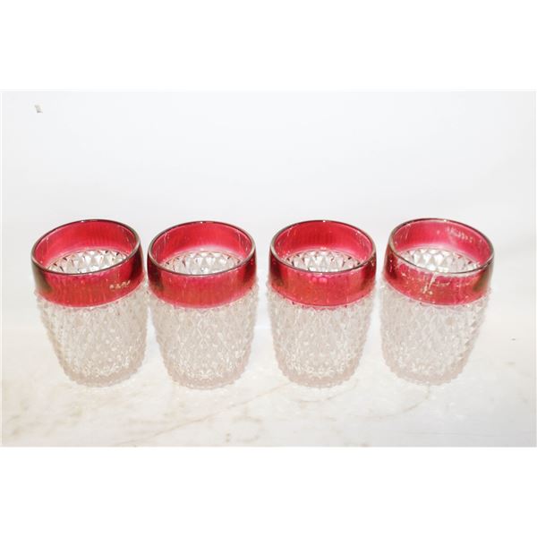 LOT OF 4 VINTAGE INDIANA GLASS DIAMOND POINT
