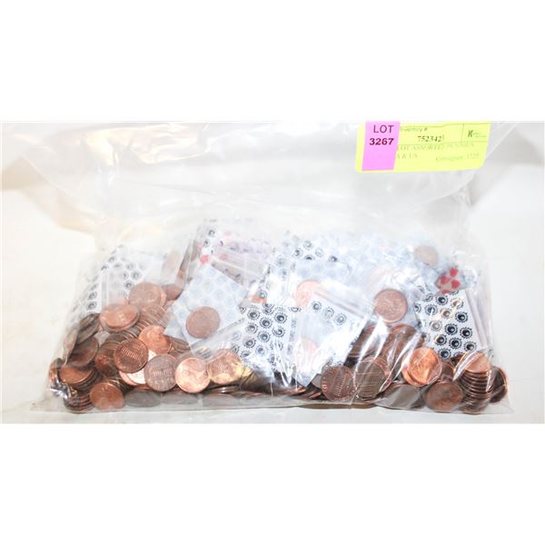 LARGE LOT ASSORTED PENNIES CANADA & US