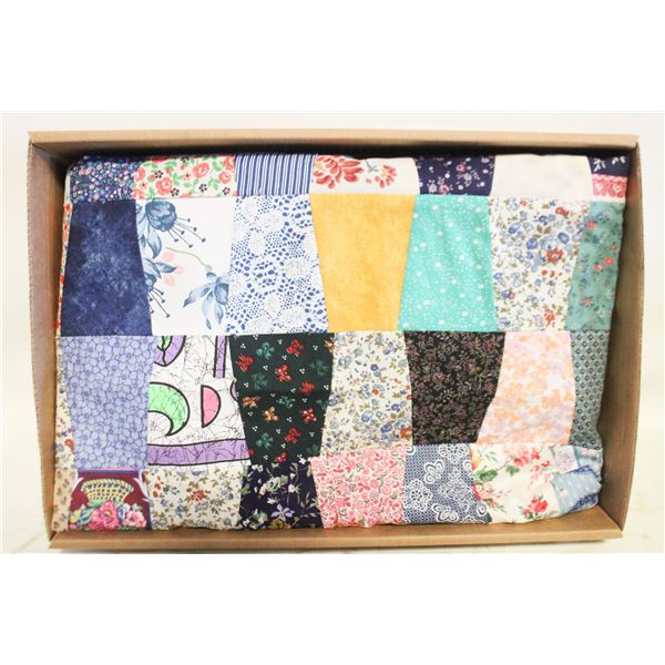 UNFINISHED HOME-MADE 74"X60" QUILT, 520 PIECES