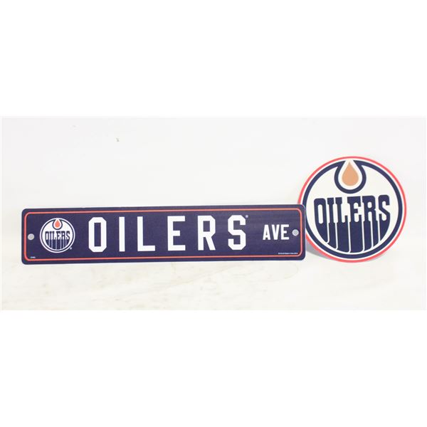 OILERS WOOD LOGO & OILERS AVENUE SIGN