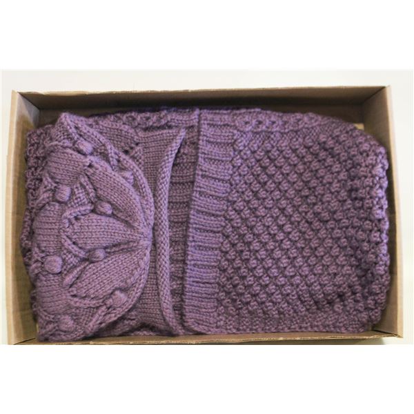 NEW HAND-KNITTED PURPLE GIRLS CARDIGAN &