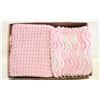 Image 1 : 2 NEW HAND-KNITTED ROSE-COLOR BABY BLANKETS,