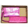 Image 1 : LEATHER PINK EEL-SKIN CLUTCH HANDBAG WITH