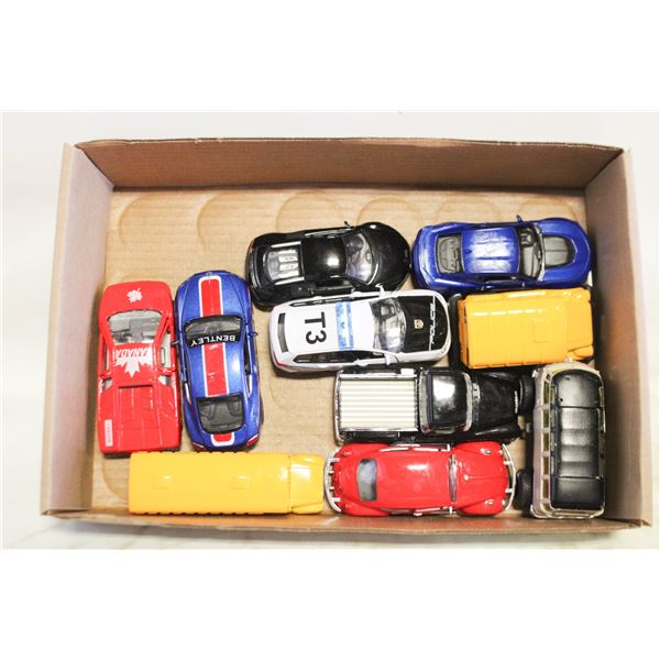 10 DIECAST METAL CARS & TRUCKS,  5" LENGTH, TOYS