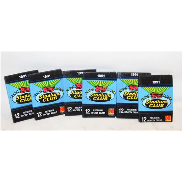 6 SEALED 1991 TOPPS HOCKEY 12 PREMIUM CARDS PER PK