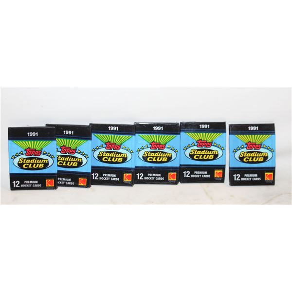 6 SEALED 1991 TOPPS HOCKEY 12 PREMIUM CARDS PER PK