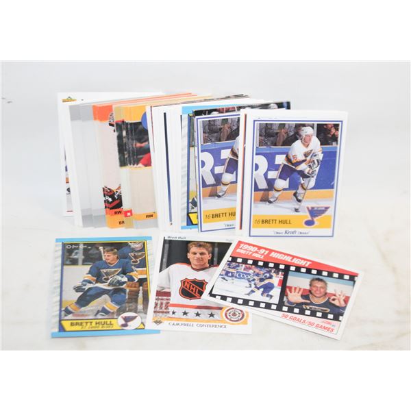 BAG OF BRETT HULL HOCKEY CARDS APPROX 70 CARDS