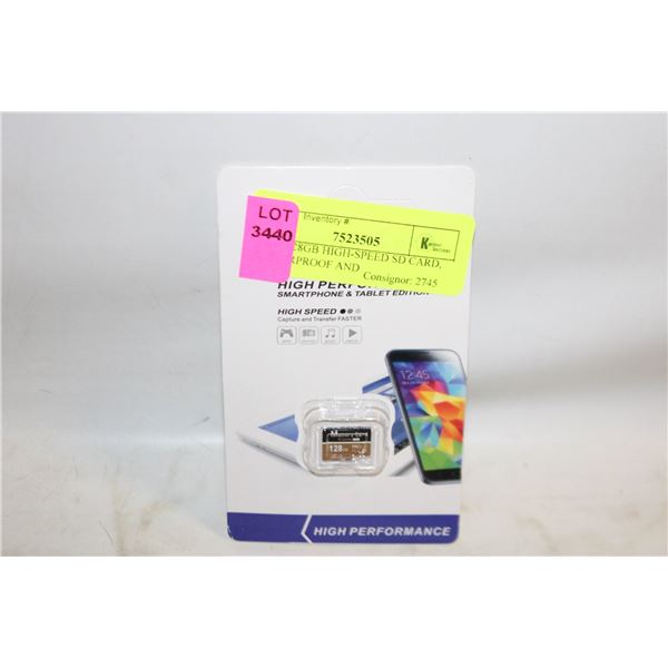 NEW 128GB HIGH-SPEED SD CARD, WATERPROOF AND