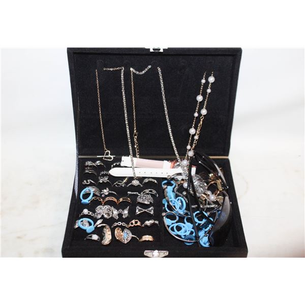 ESTATE JEWELRY BOX FULL OF JEWELRY