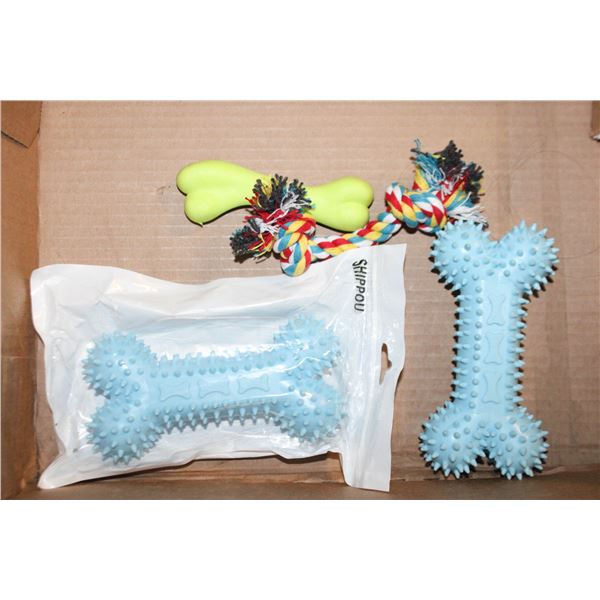 FLAT OF ASSORTED DOG CHEWING TOYS