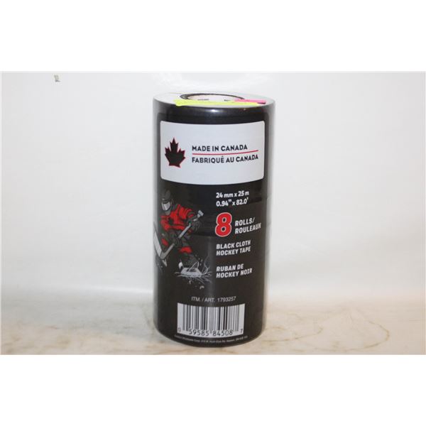NEW BLACK HOCKEY TAPE CLOTH 8 ROLLS