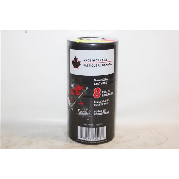 NEW BLACK HOCKEY TAPE CLOTH 8 ROLLS