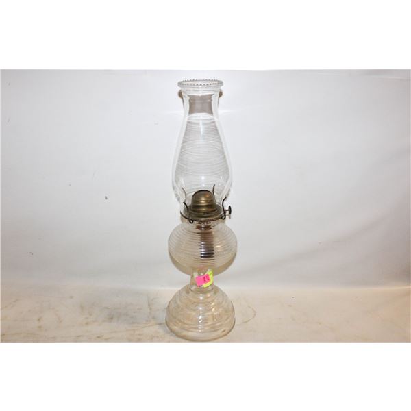 VINTAGE 17" GLASS OIL LANTERN