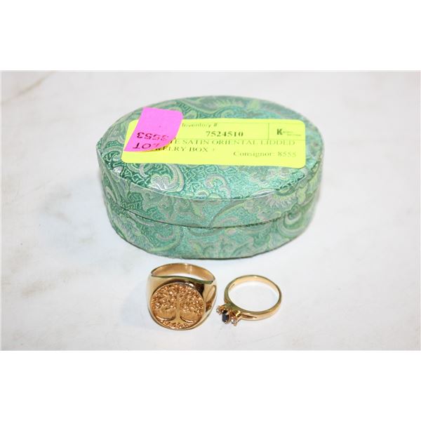 ESTATE SATIN ORIENTAL LIDDED JEWELRY BOX +