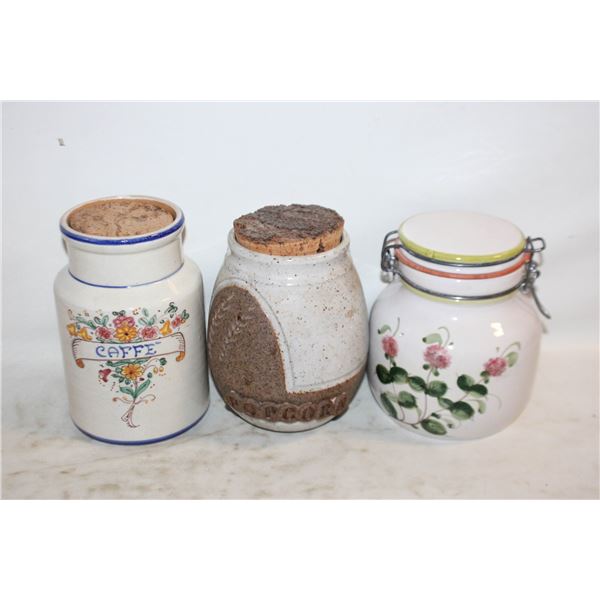 ART POTTERY POPCORN JAR + ITALIAN MAJOLICA CANISTE