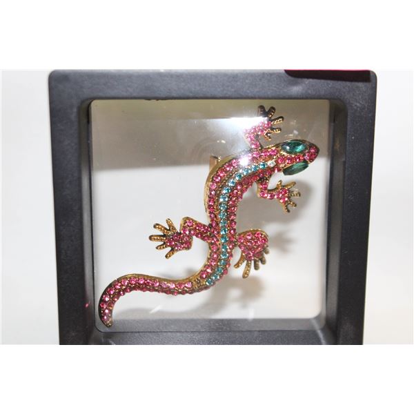 NEW LIZARD TEAL & HOT PINK RHINESTONES