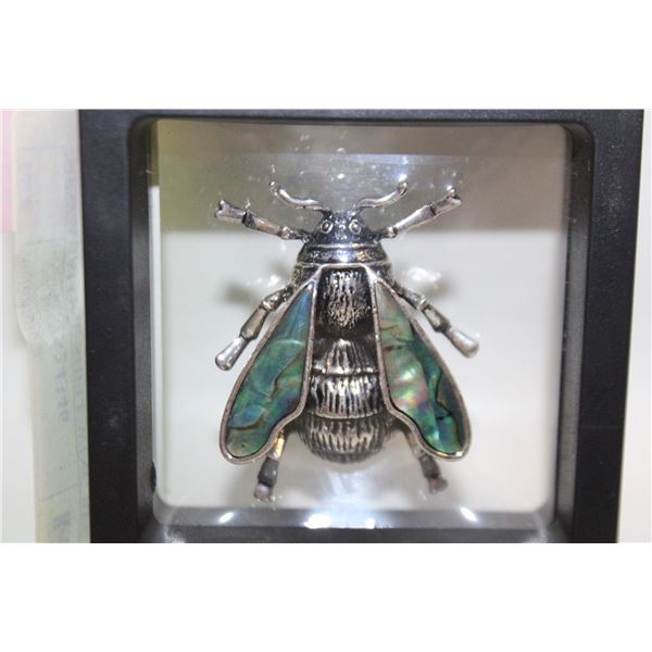 NEW ABALONE SHELL WING BEE SILVERTONE