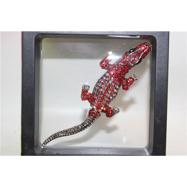 NEW RED, PINK RHINESTONE FILLED CROCODILE