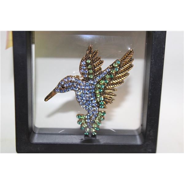 NEW HUMMINGBIRD BROOCH WITH BLUE,