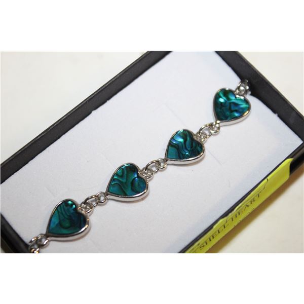 NEW ABALONE BLUE SHELL HEART FRIENDSHIP