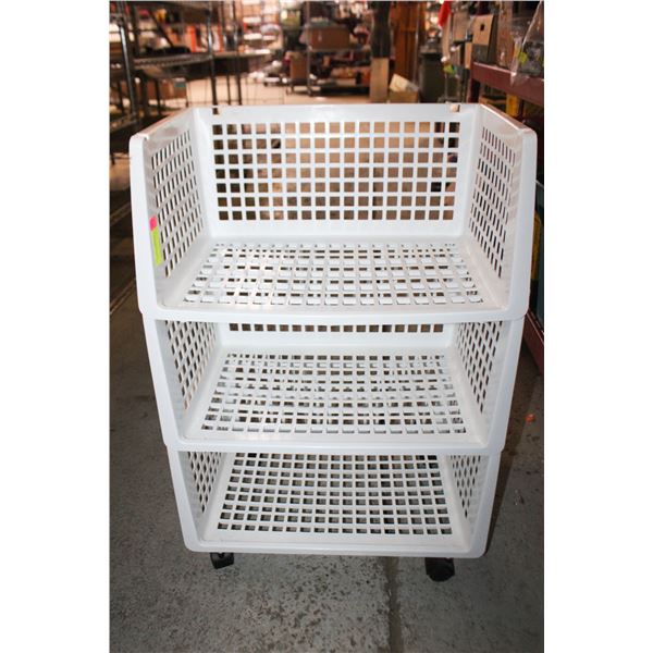 3 TIER PLASTIC ROLLING CART